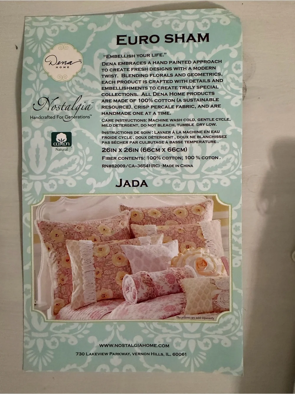 NIP Dena Home Jada Floral Euro Shams (2) Cottage core Granny Shabby Chic 26 X 26